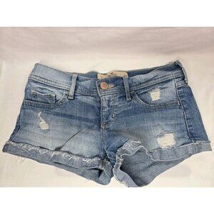 Hollister Y2K Low Rise Short-Shorts Size 1 Denim Distressed Cuffed Hem